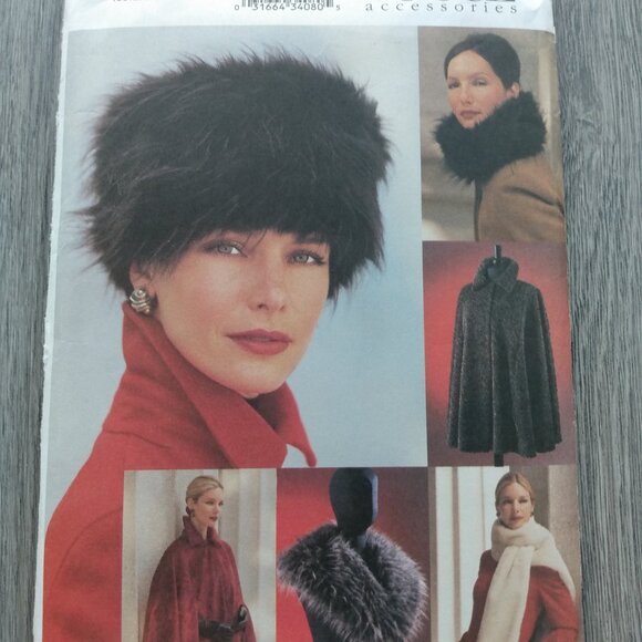 Vintage Vogue Winter Hat Sewing Pattern Collar, Stole, Capelet, Cape UNCUT 7505 - Picture 2 of 10